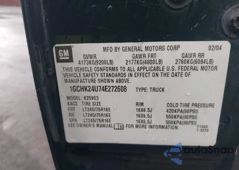 2004 Chevrolet Silverado 2500Hd Ls из США, поврежденный, VIN 1GCHK24U74E272608